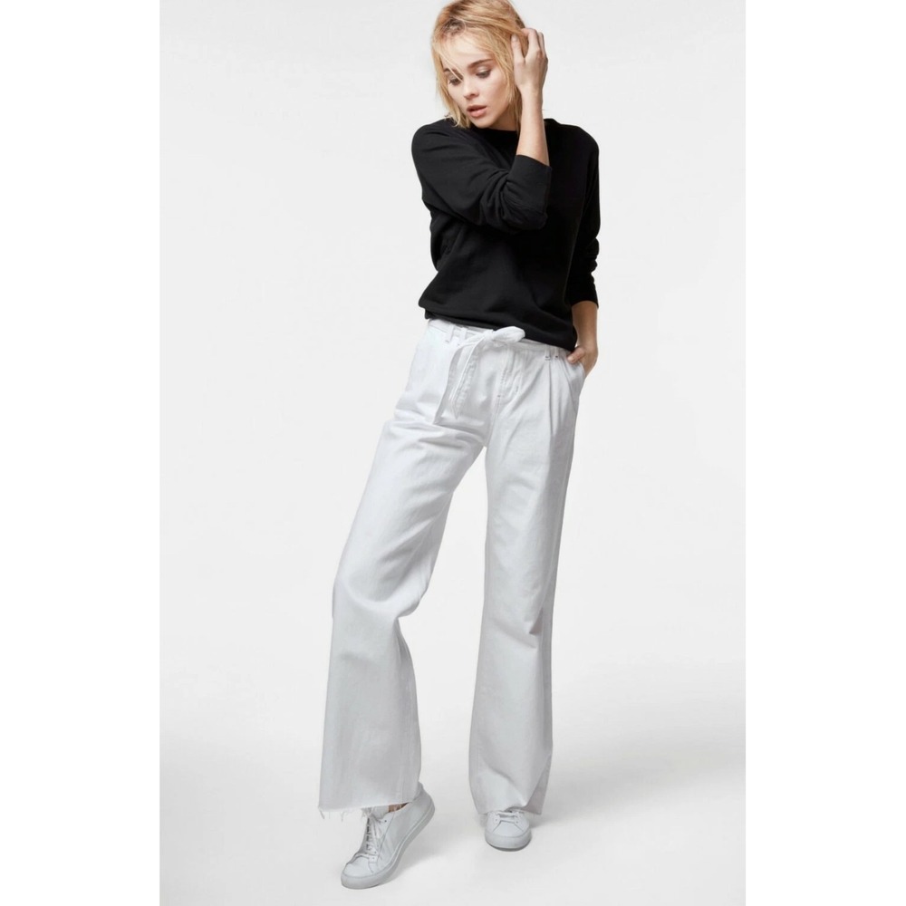 J Brand White Wide Leg Crop Jeans Paperbag Waist Casual Size 32 - Picture 2 of 12